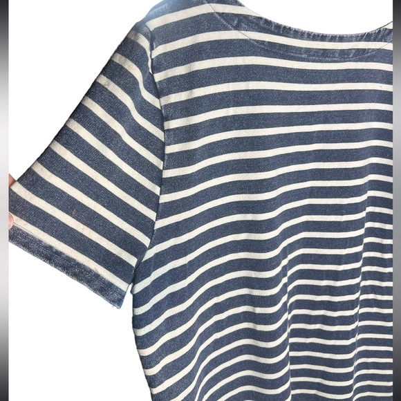 Jane and Delancey Navy White Striped Short Sleeve Dress Size L - Picture 4 of 5